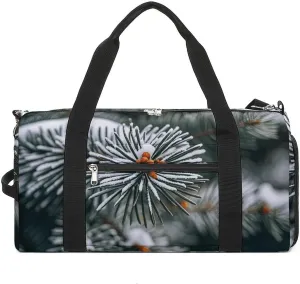 Gym Bags Small Pine Needle Tree Winter Duffel Bag Overnight Bag with Shoe Compartment Carryon Bag for Men Women