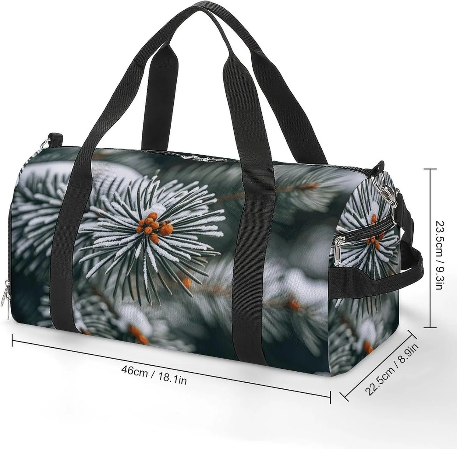 Gym Bags Small Pine Needle Tree Winter Duffel Bag Overnight Bag with Shoe Compartment Carryon Bag for Men Women