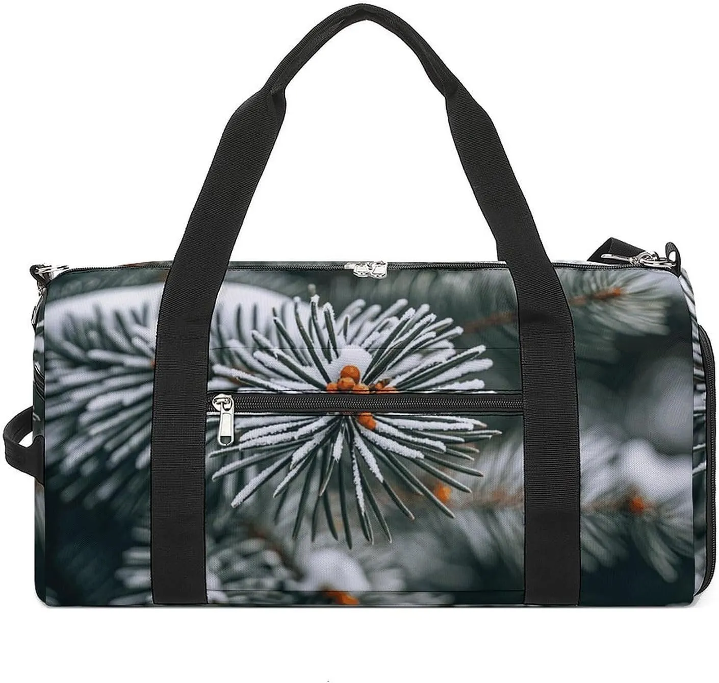 Gym Bags Small Pine Needle Tree Winter Duffel Bag Overnight Bag with Shoe Compartment Carryon Bag for Men Women