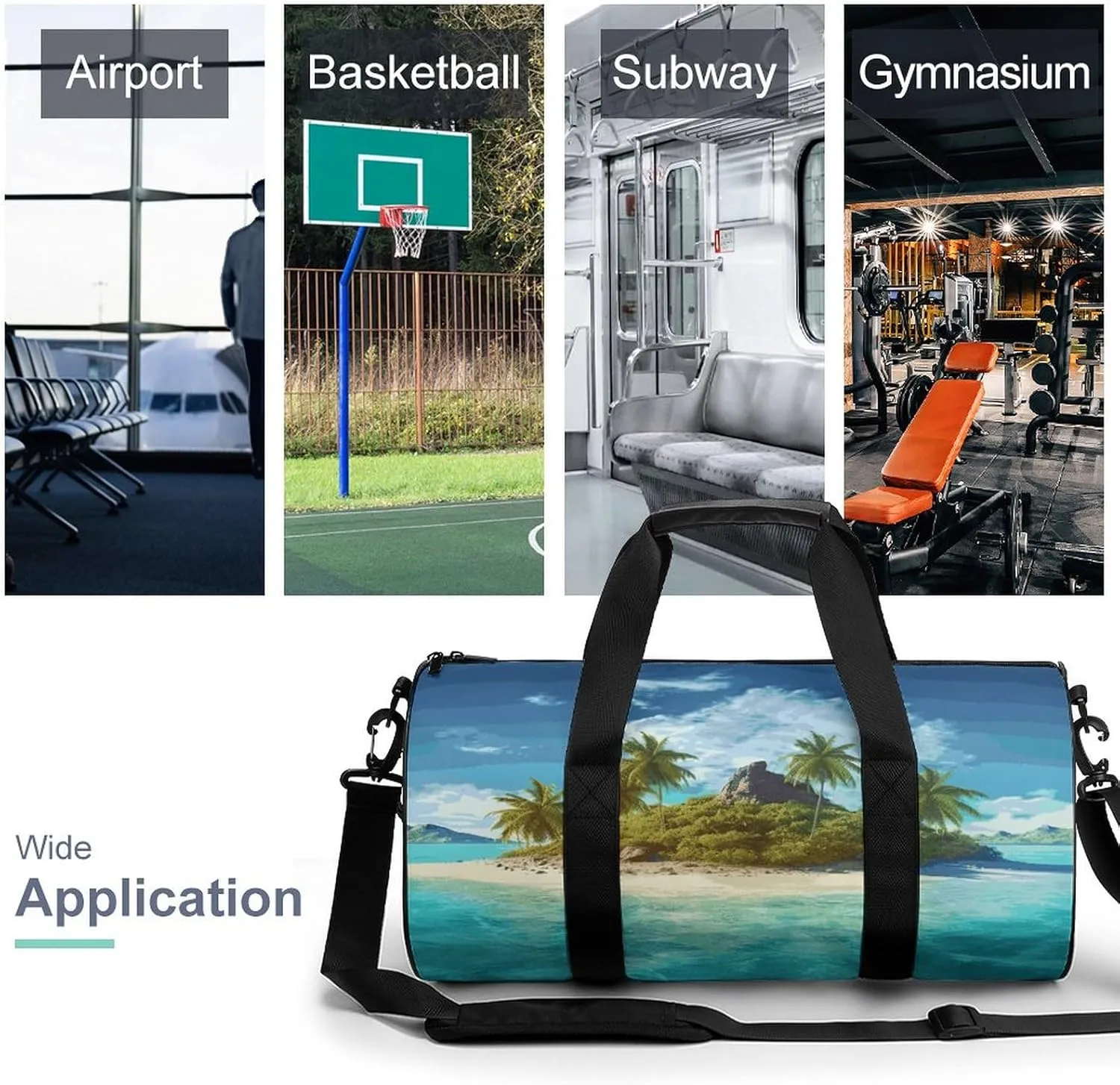 Gym Bags Small Tropical Island Duffel Bag Overnight Bag with Shoe Compartment Carryon Bag for Men Women
