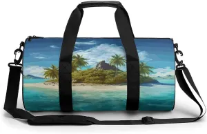 Gym Bags Small Tropical Island Duffel Bag Overnight Bag with Shoe Compartment Carryon Bag for Men Women