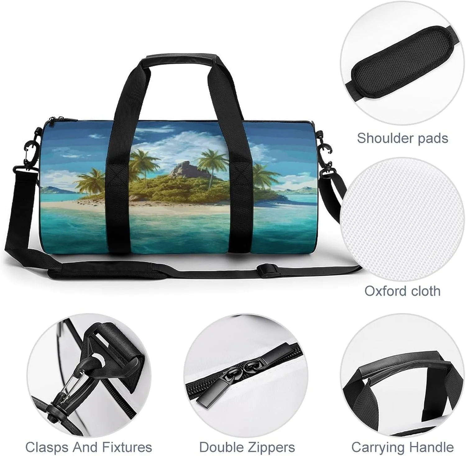 Gym Bags Small Tropical Island Duffel Bag Overnight Bag with Shoe Compartment Carryon Bag for Men Women