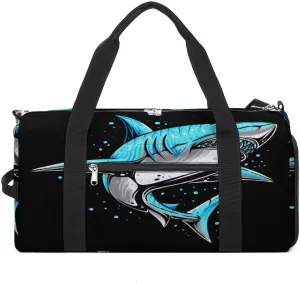 Gym Duffel Bag with Shoe Compartment Wet Pocket, Colorful Sharks Vintage Travel Bag for Men Women