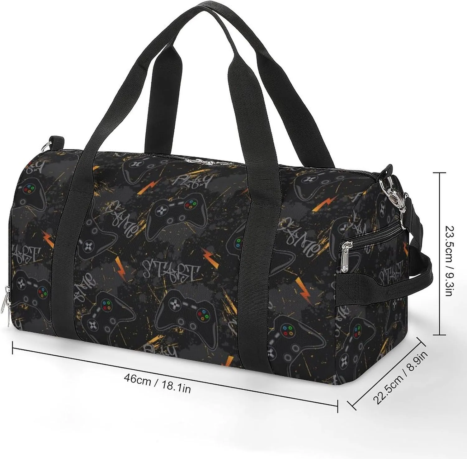 Gym Duffel Bag with Shoe Compartment Wet Pocket, Guys with Game Joysticks Travel Bag for Men Women