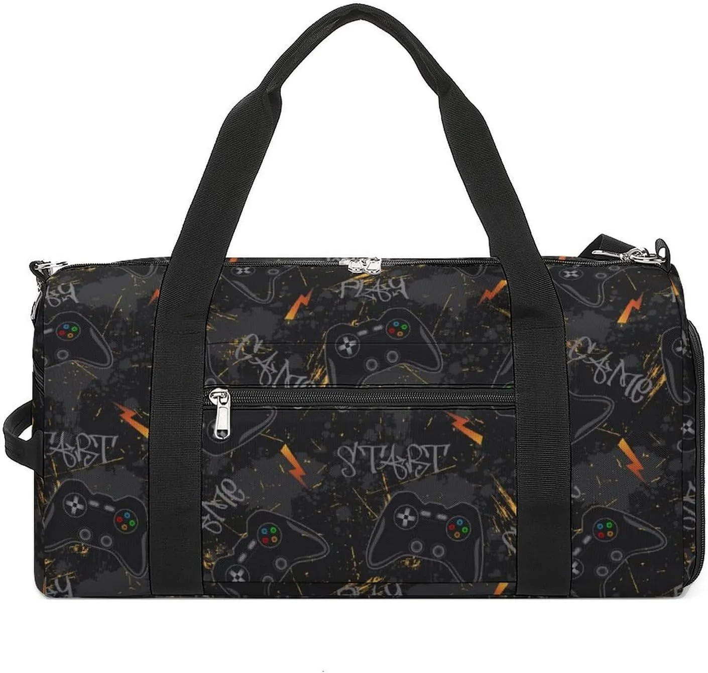 Gym Duffel Bag with Shoe Compartment Wet Pocket, Guys with Game Joysticks Travel Bag for Men Women