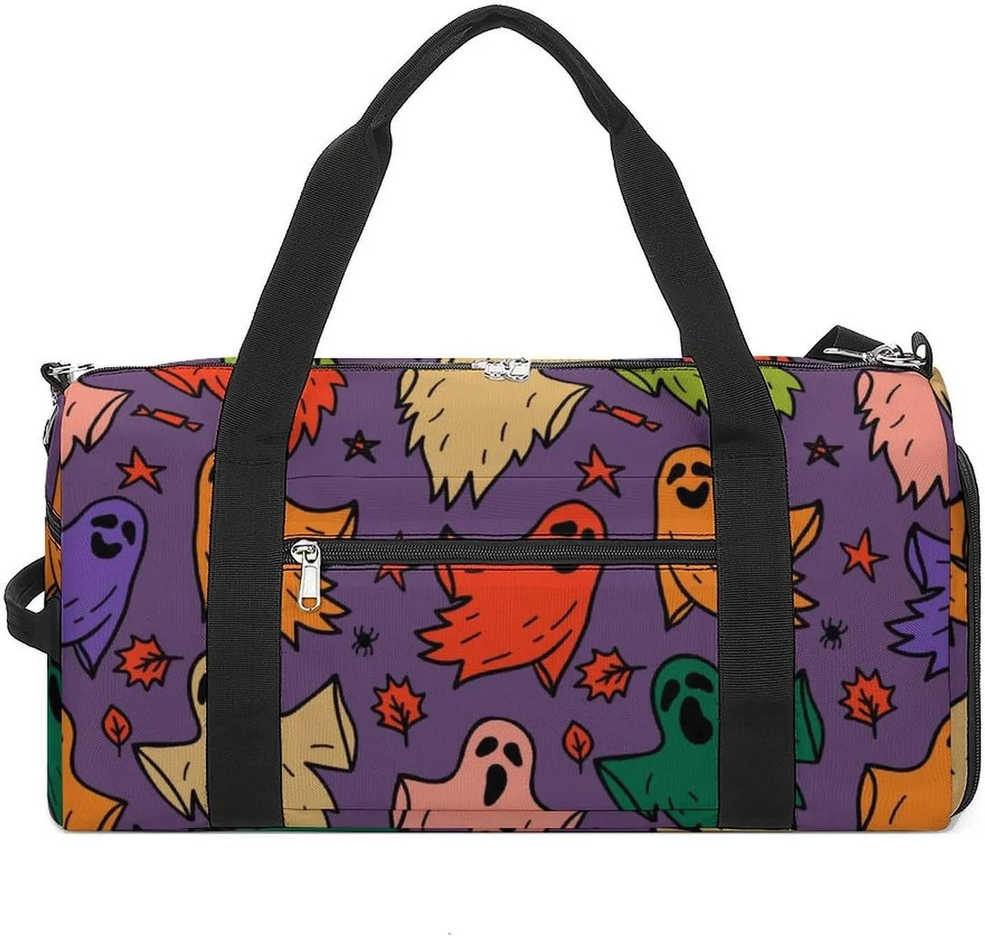Gym Duffel Bag with Shoe Compartment Wet Pocket, Halloween Cute Ghosts Travel Bag for Men Women