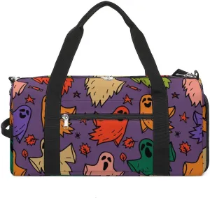 Gym Duffel Bag with Shoe Compartment Wet Pocket, Halloween Cute Ghosts Travel Bag for Men Women