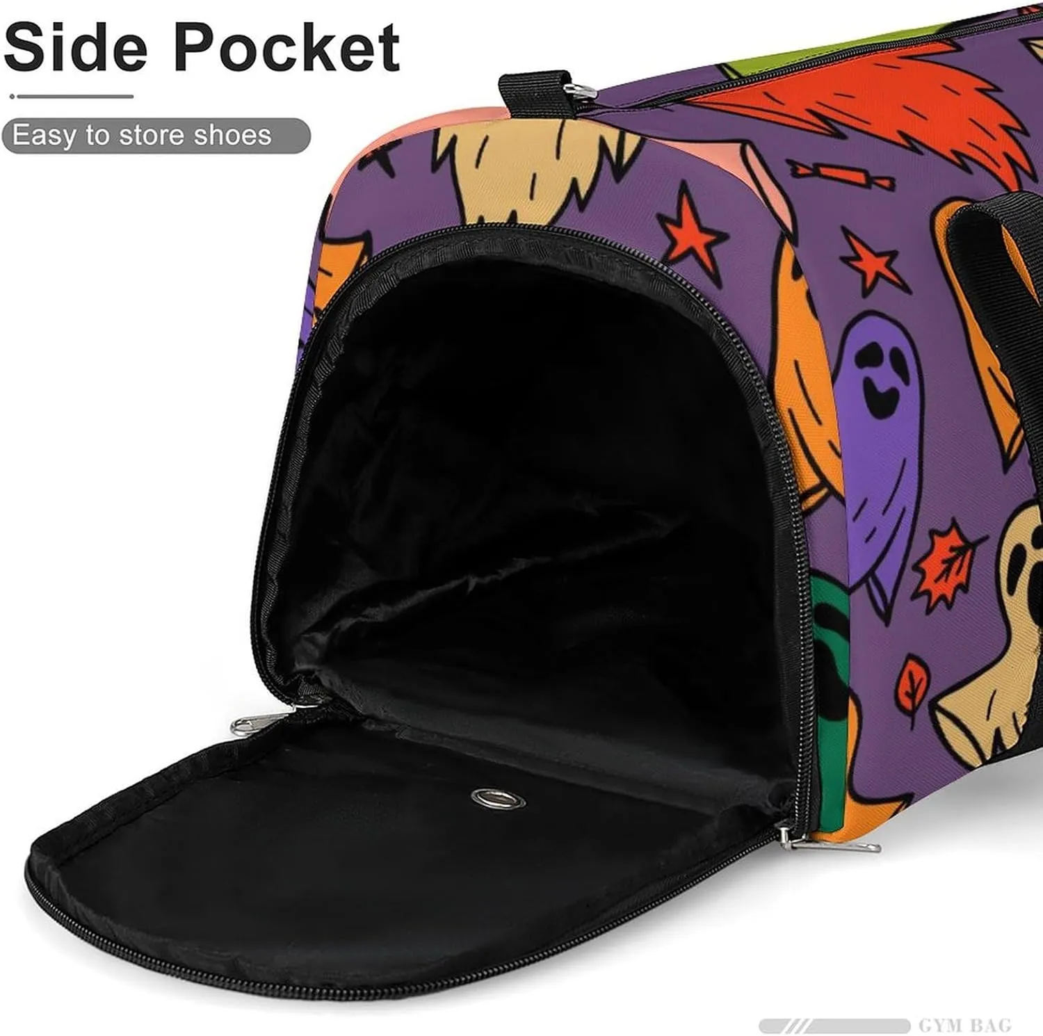 Gym Duffel Bag with Shoe Compartment Wet Pocket, Halloween Cute Ghosts Travel Bag for Men Women
