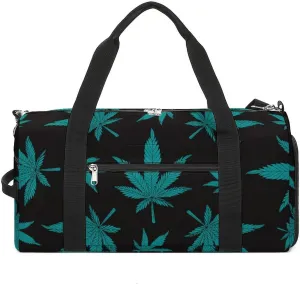 Gym Duffel Bag with Shoe Compartment Wet Pocket, Hemps Leaf Travel Bag for Men Women