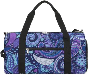 Gym Duffel Bag with Shoe Compartment Wet Pocket, Indian Paisley Travel Bag for Men Women