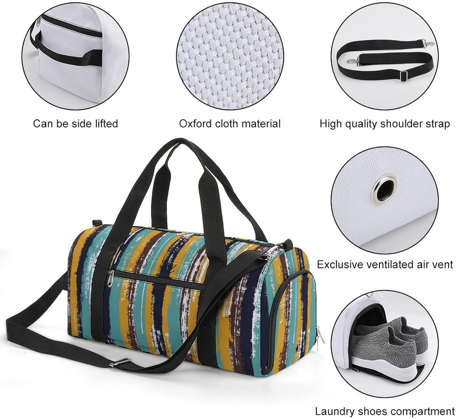 Gym Duffel Bag with Shoe Compartment Wet Pocket, Old Style Travel Bag for Men Women