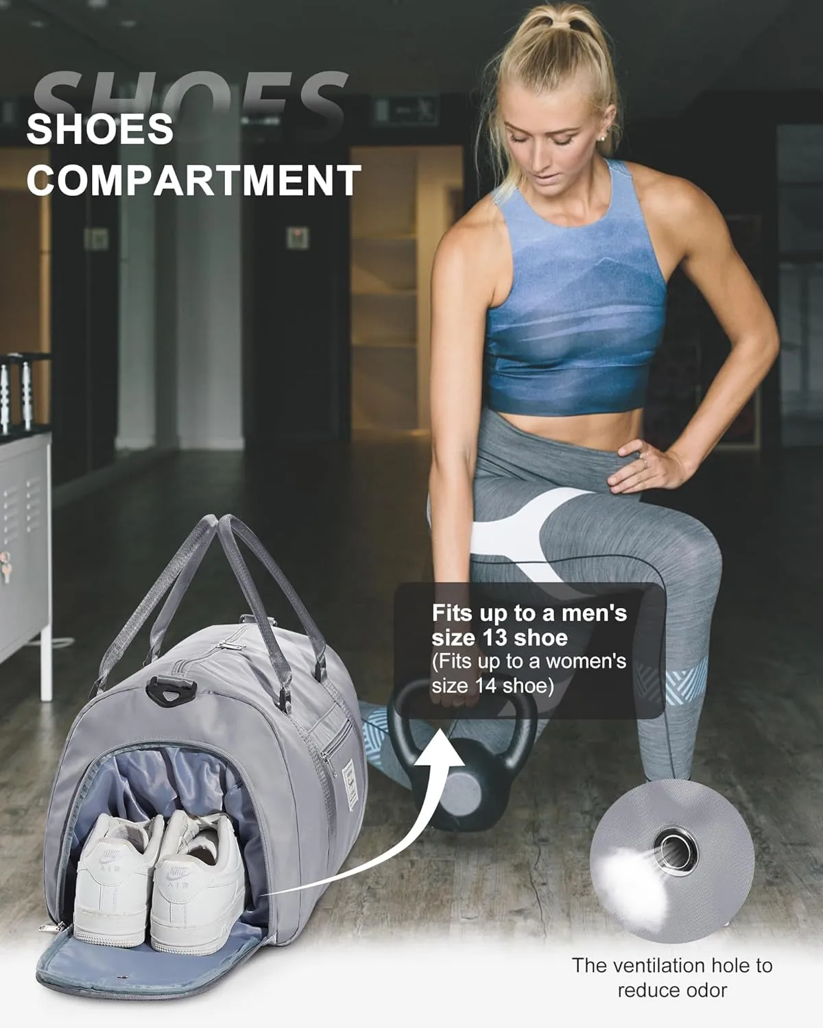 Gym Duffel With Shoes Compartment and Wet Pocket - Travel Bag for Women and Men - Waterproof Weekend Overnight Carry-on With Toiletry Bag for Sport, Plane, Hospital - Holdall Tote