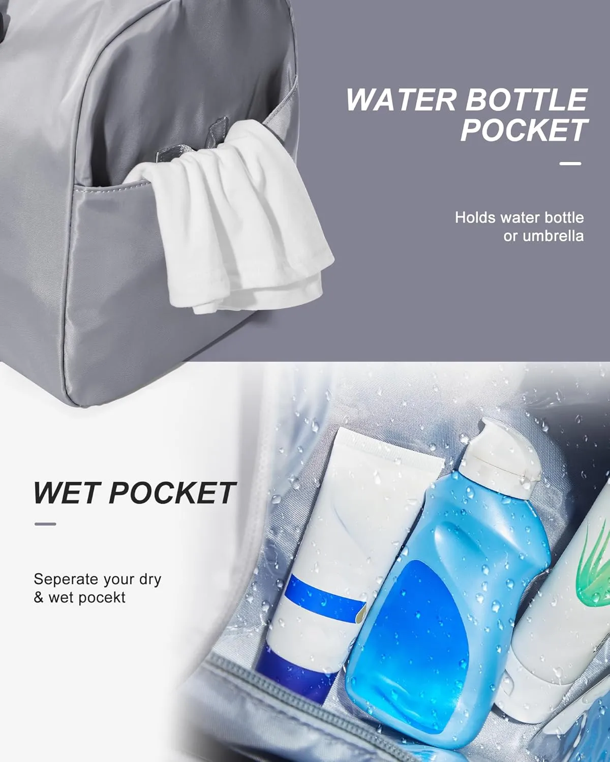 Gym Duffel With Shoes Compartment and Wet Pocket - Travel Bag for Women and Men - Waterproof Weekend Overnight Carry-on With Toiletry Bag for Sport, Plane, Hospital - Holdall Tote