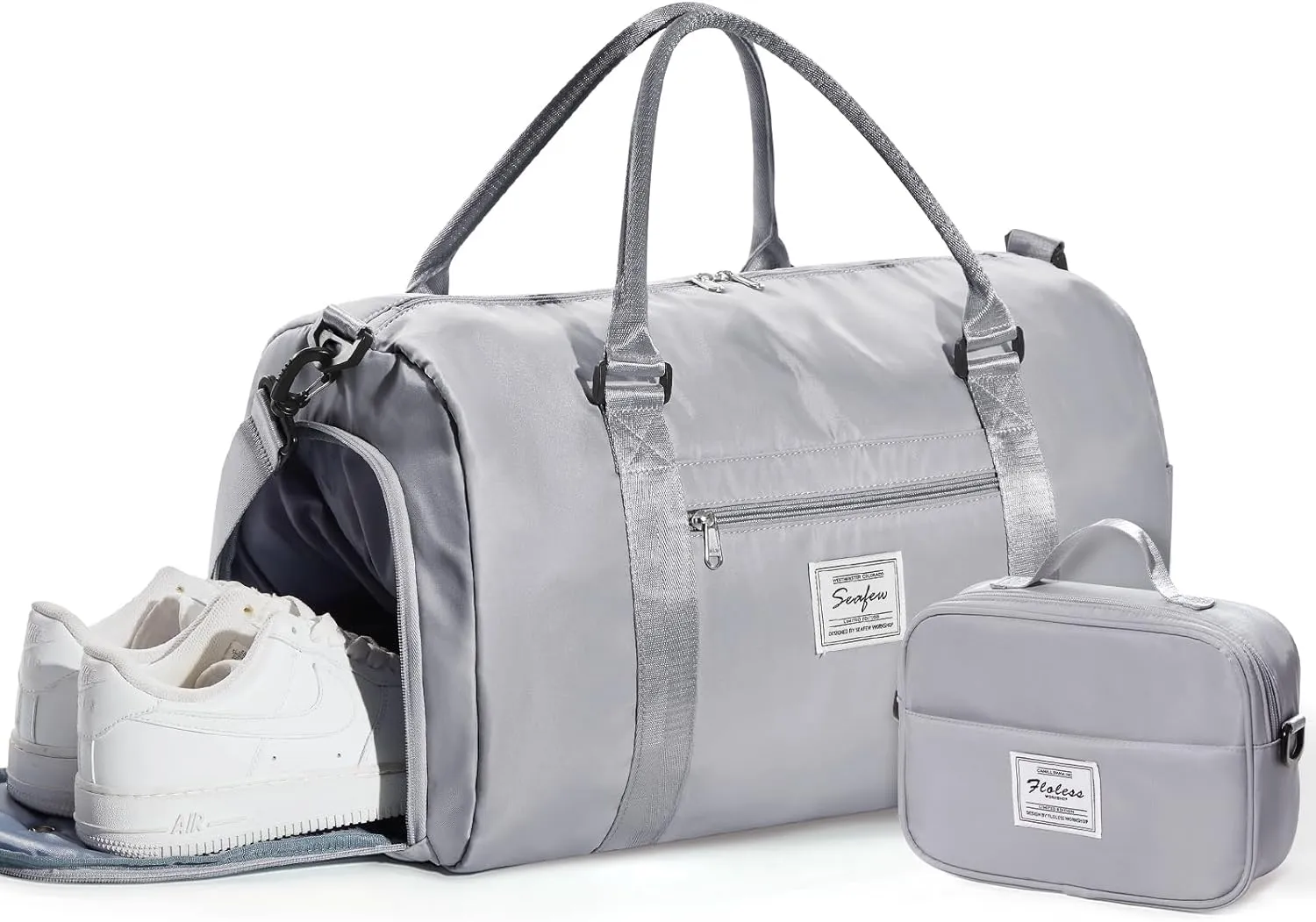 Gym Duffel With Shoes Compartment and Wet Pocket - Travel Bag for Women and Men - Waterproof Weekend Overnight Carry-on With Toiletry Bag for Sport, Plane, Hospital - Holdall Tote