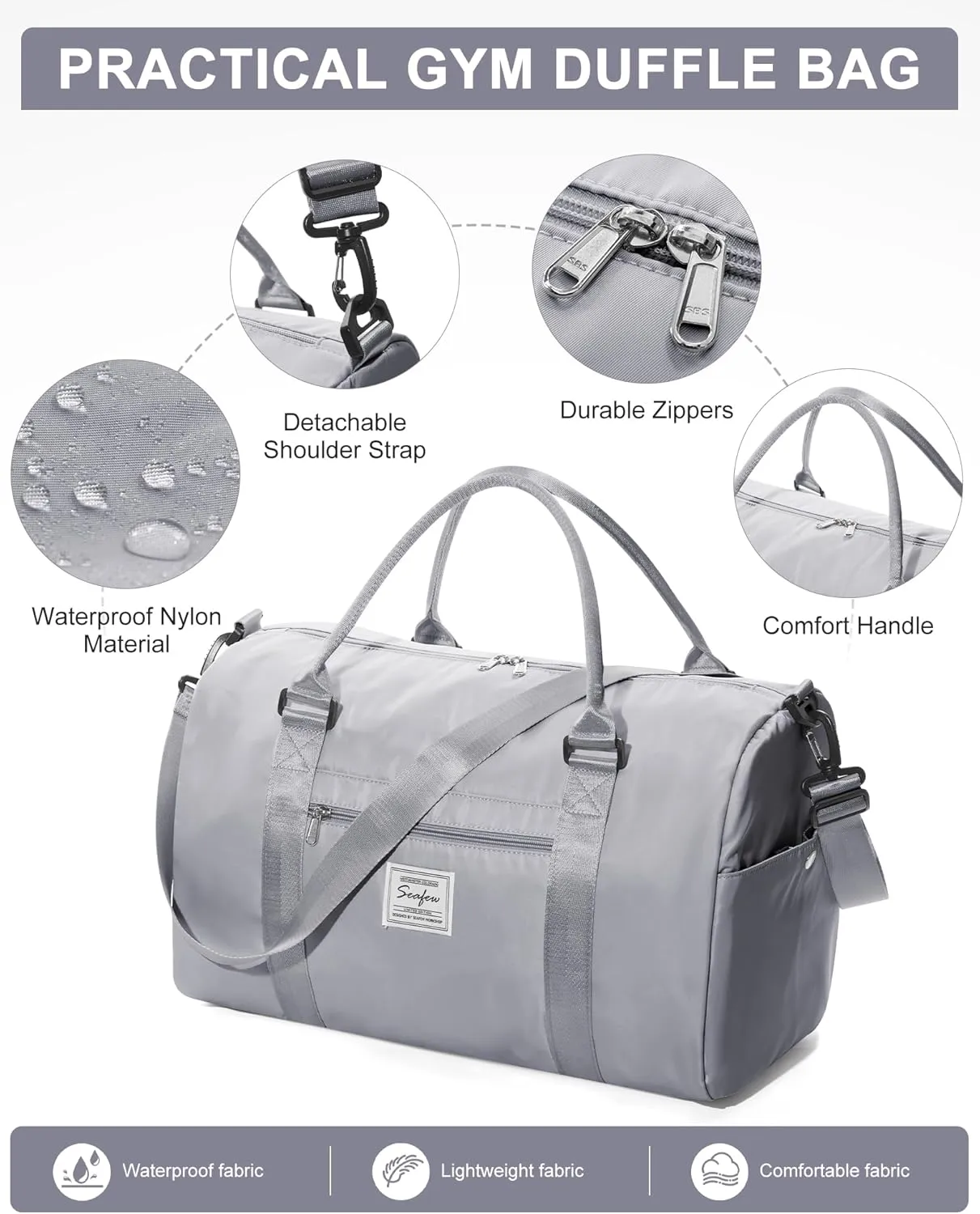Gym Duffel With Shoes Compartment and Wet Pocket - Travel Bag for Women and Men - Waterproof Weekend Overnight Carry-on With Toiletry Bag for Sport, Plane, Hospital - Holdall Tote
