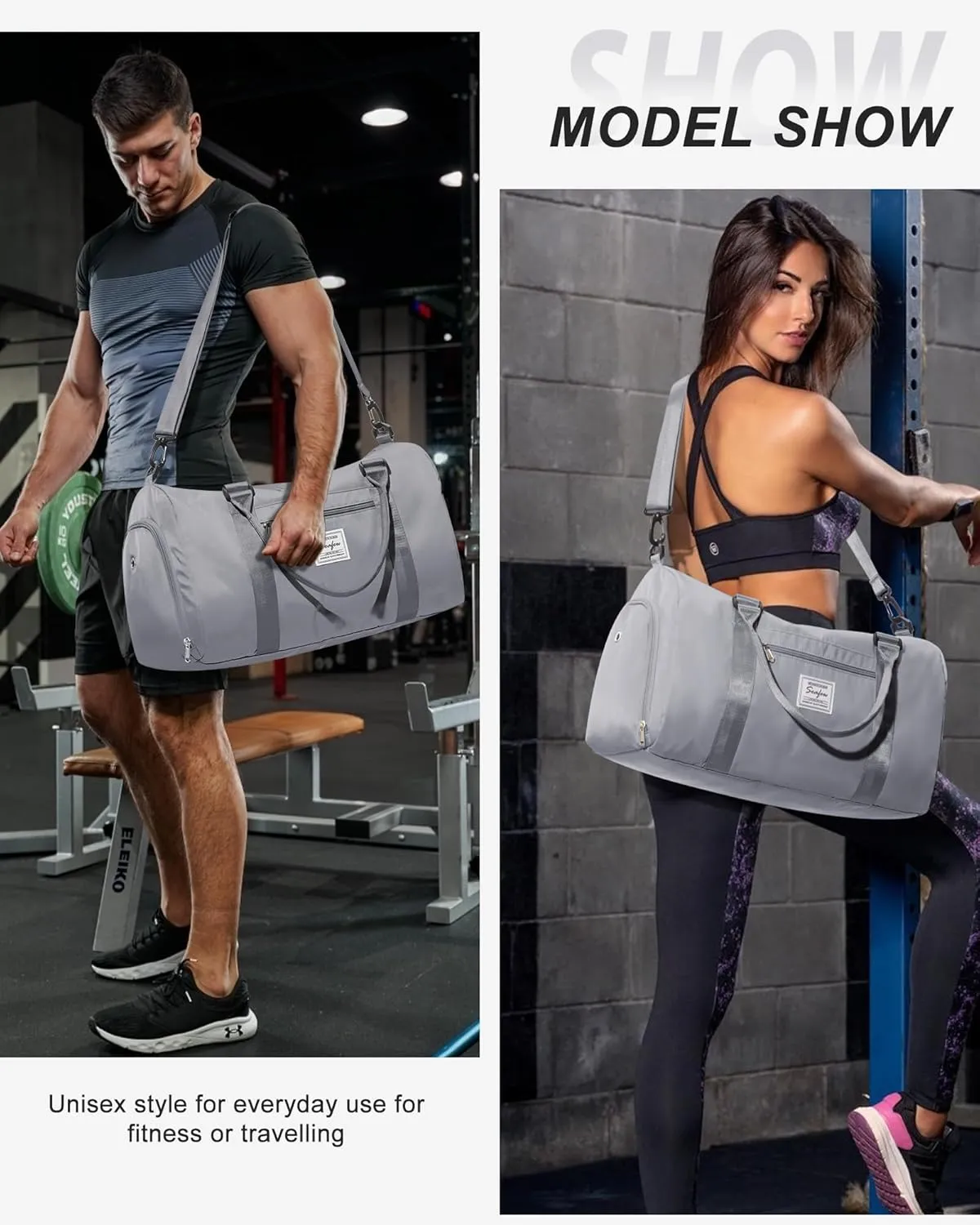 Gym Duffel With Shoes Compartment and Wet Pocket - Travel Bag for Women and Men - Waterproof Weekend Overnight Carry-on With Toiletry Bag for Sport, Plane, Hospital - Holdall Tote
