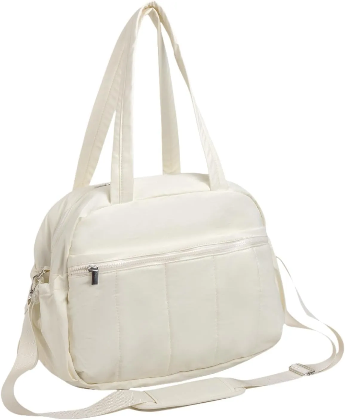 Gym Tote Bag Weekend Bag Portable Dry Wet Separation Bag Multiuse Sport Bag Sports Duffels for Vacation Business Trip Holiday, White