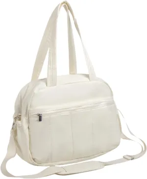 Gym Tote Bag Weekend Bag Portable Dry Wet Separation Bag Multiuse Sport Bag Sports Duffels for Vacation Business Trip Holiday, White