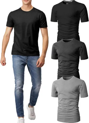 H2H Mens Slime Short Sleeve T-Shirts (V Neck/Crew Neck Multipack) Size XS to 3XL