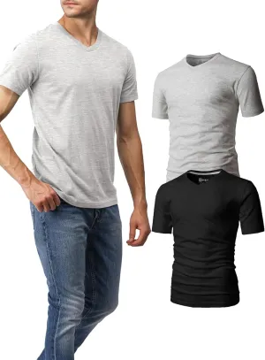 H2H Mens Slime Short Sleeve T-Shirts (V Neck/Crew Neck Multipack) Size XS to 3XL