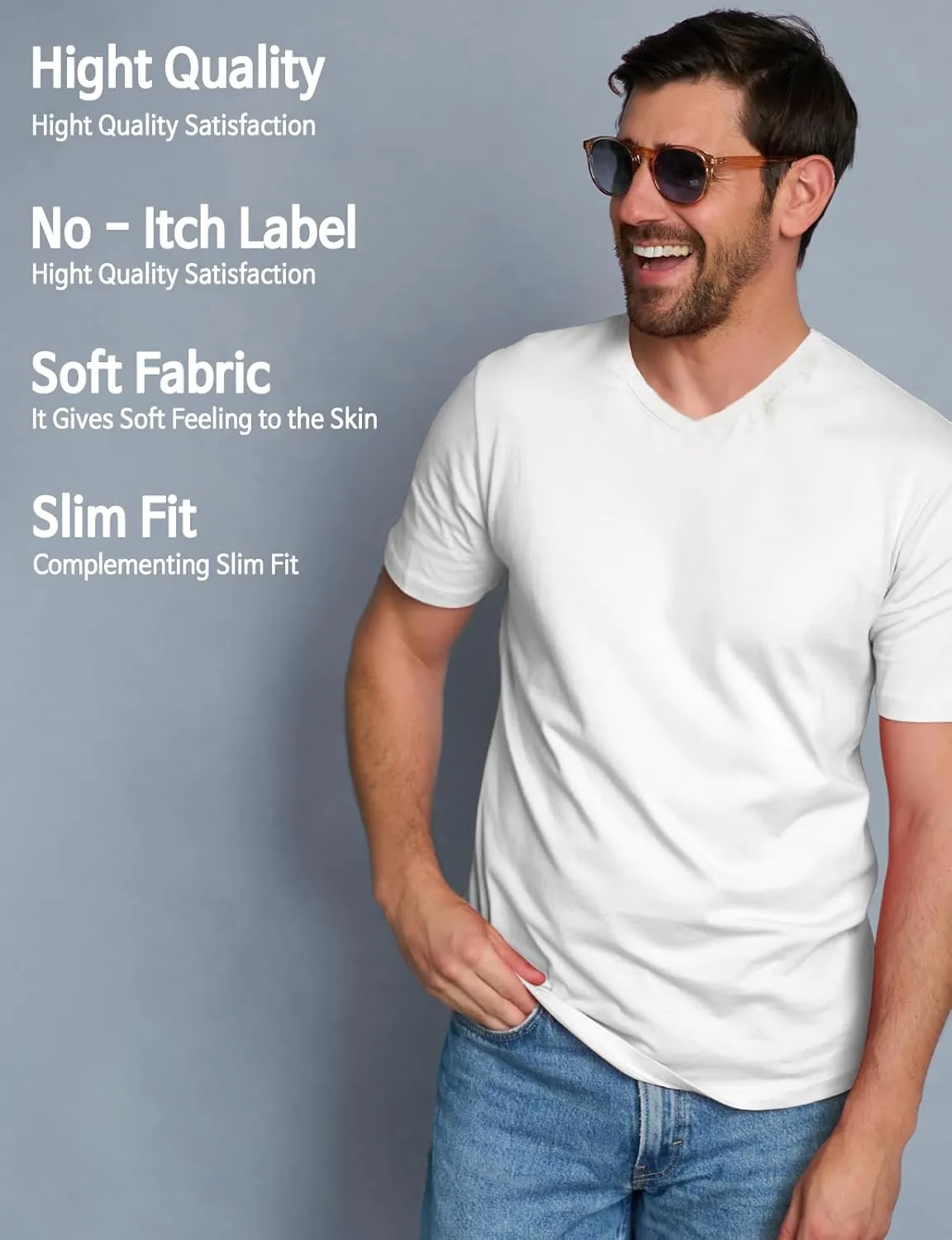 H2H Mens Slime Short Sleeve T-Shirts (V Neck/Crew Neck Multipack) Size XS to 3XL