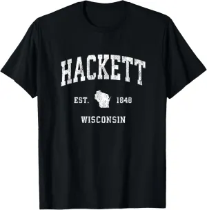 Hackett Wisconsin WI Vintage Athletic Sports Design T-Shirt