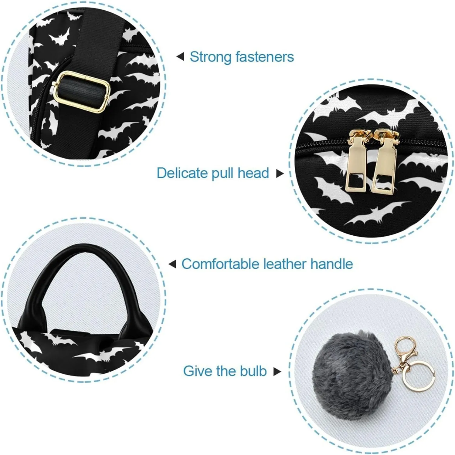 Halloween Bat Backpack Purse for Women Nylon Anti-theft Travel Backpack Fashion Back Pack Shoulder Bag