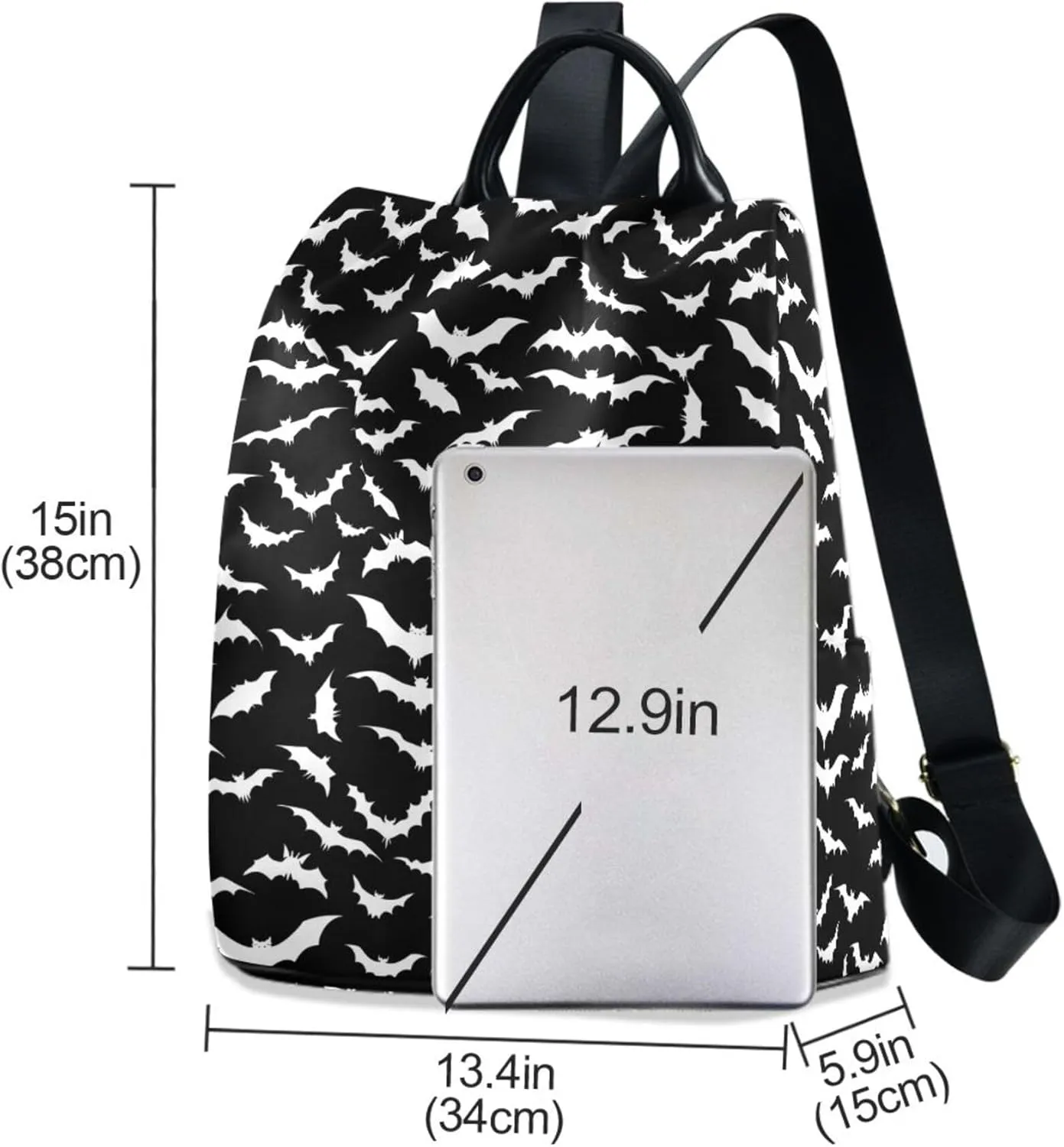 Halloween Bat Backpack Purse for Women Nylon Anti-theft Travel Backpack Fashion Back Pack Shoulder Bag