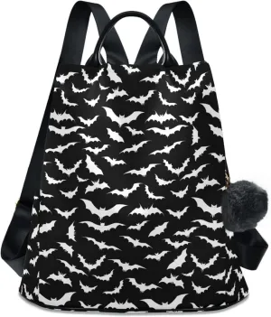 Halloween Bat Backpack Purse for Women Nylon Anti-theft Travel Backpack Fashion Back Pack Shoulder Bag