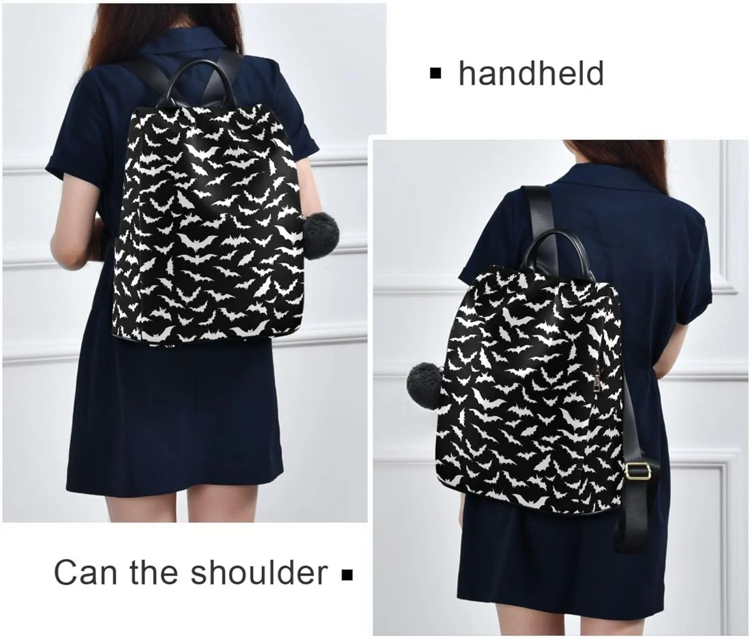Halloween Bat Backpack Purse for Women Nylon Anti-theft Travel Backpack Fashion Back Pack Shoulder Bag