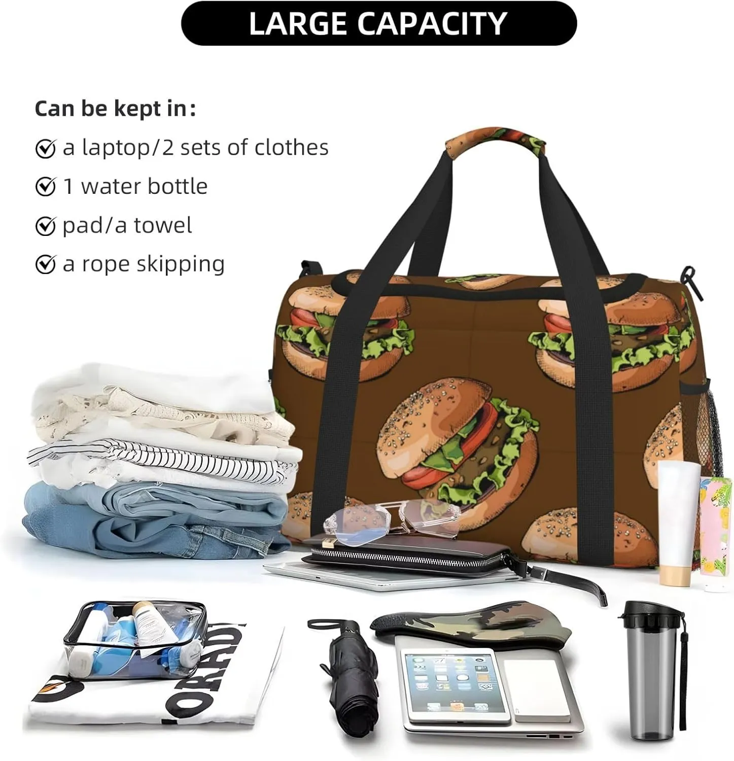 Hamburg Travel Duffel Bag Large Foldable Waterproof Overnight Bag For Beach Swim Bags Pool Sports Gym