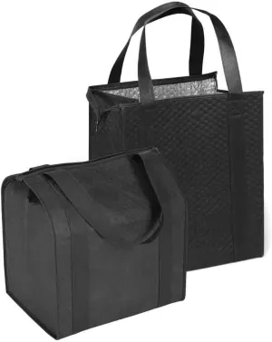 Hannah Insulated Shopping Bag, Black (2 Pack)