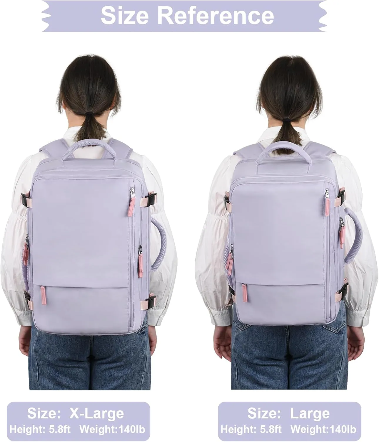 Hanples Travel Backpack for Women as Person Item Flight Approved, Large Carry On Backpack, 17.3 Inch Laptop Backpack, Waterproof Backpack, Hiking Backpack, Casual Bag (Purple)