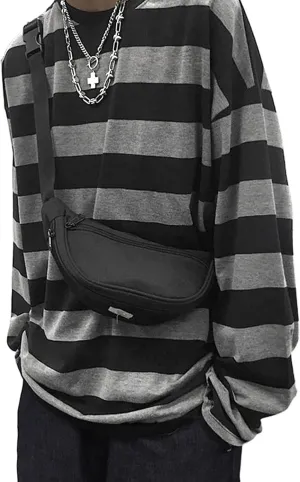 Harajuku Oversized Striped T-Shirt Y2K Long Sleeve Crewneck Baggy Clothes Vintage Streetwear Pullover