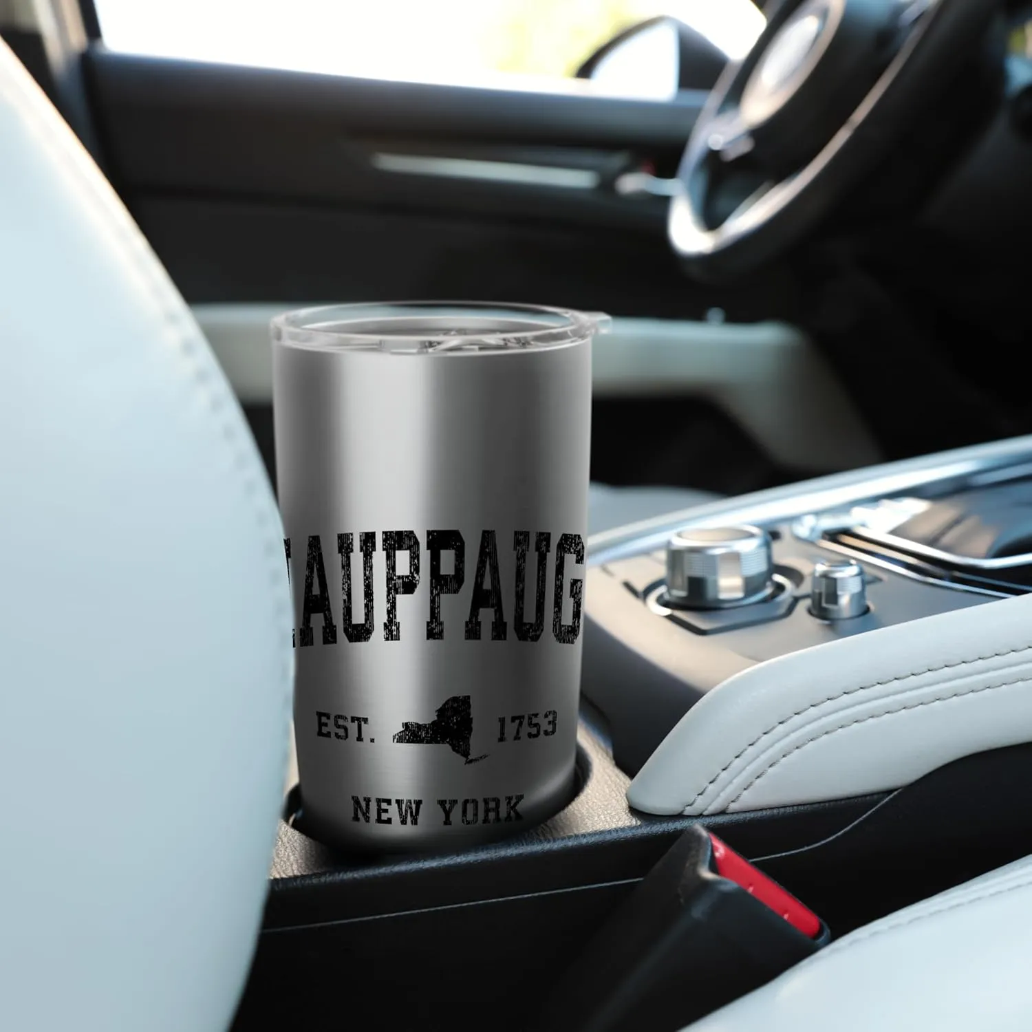Hauppauge New York NY Vintage Athletic Black Sports Design Stainless Steel Insulated Tumbler