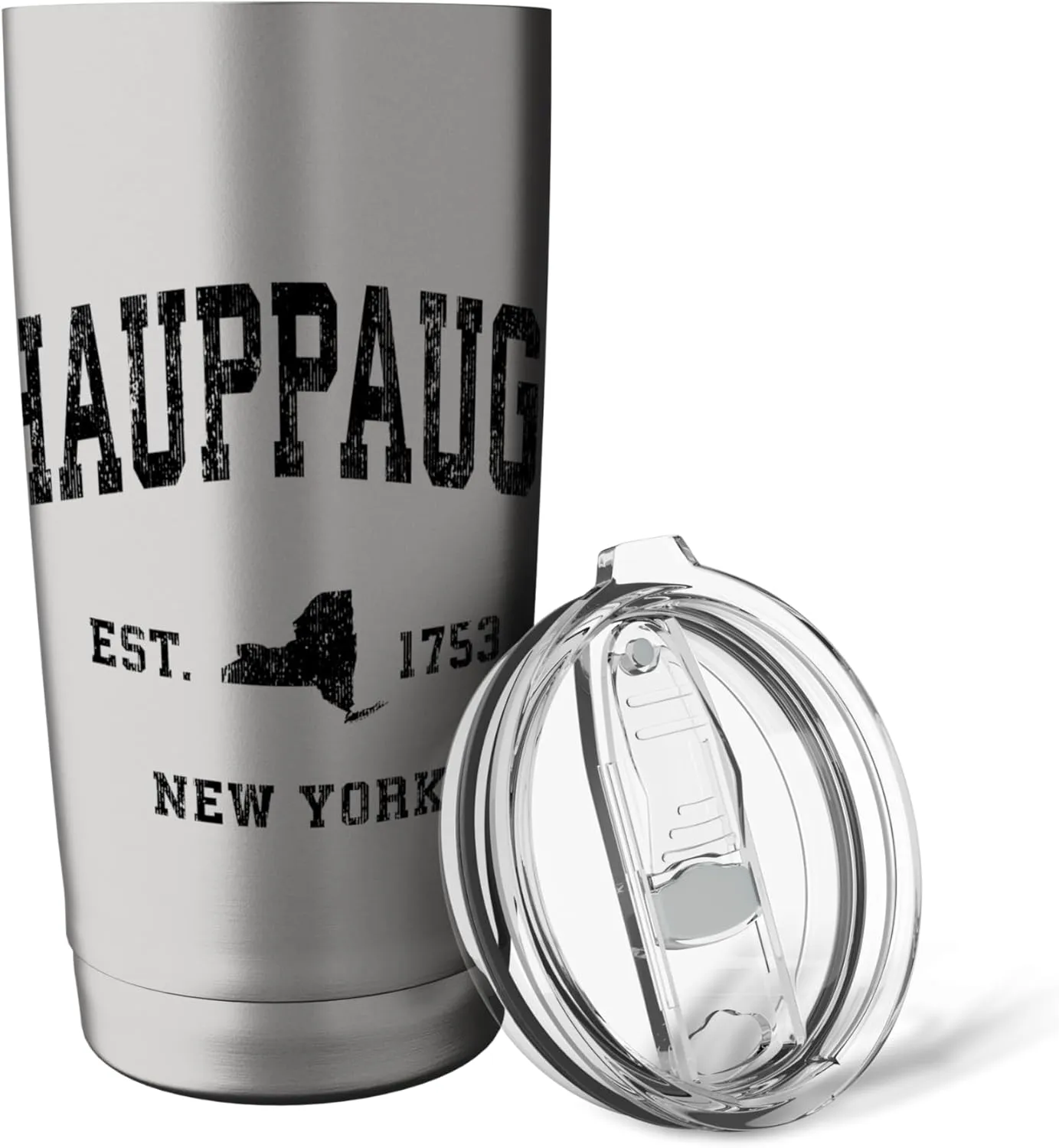 Hauppauge New York NY Vintage Athletic Black Sports Design Stainless Steel Insulated Tumbler
