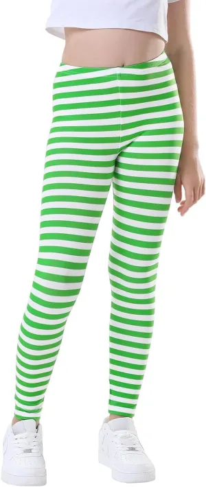HDE Girl's Leggings Holiday Stretchy Full Ankle Length Striped Tights
