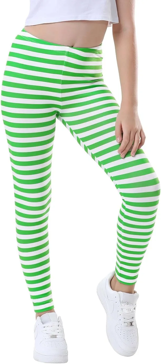 HDE Girl's Leggings Holiday Stretchy Full Ankle Length Striped Tights