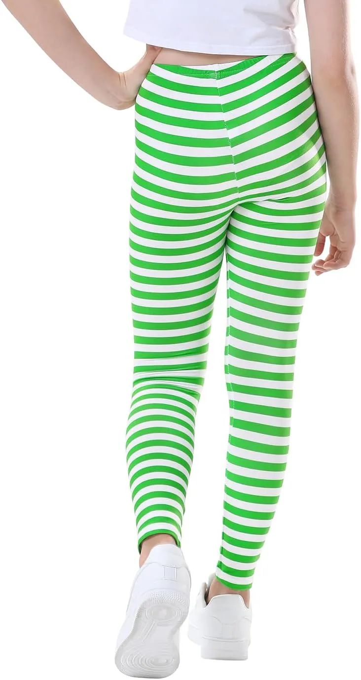 HDE Girl's Leggings Holiday Stretchy Full Ankle Length Striped Tights
