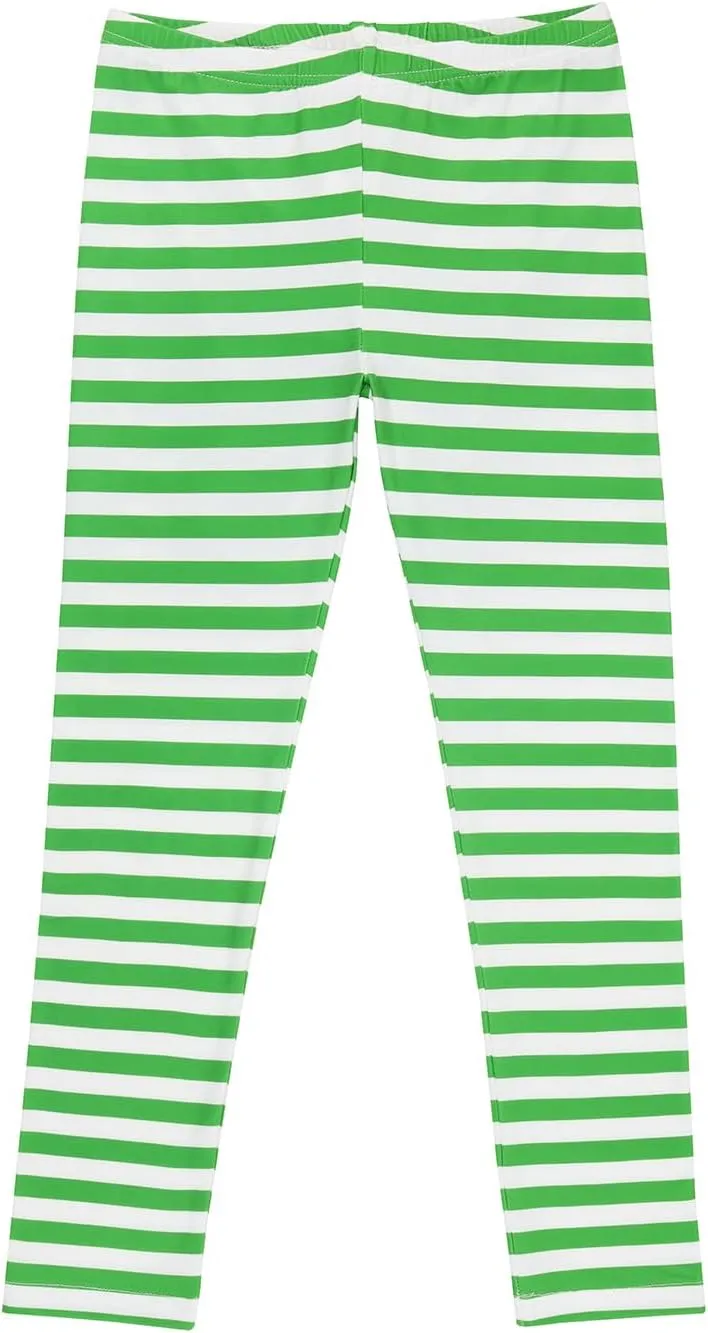 HDE Girl's Leggings Holiday Stretchy Full Ankle Length Striped Tights