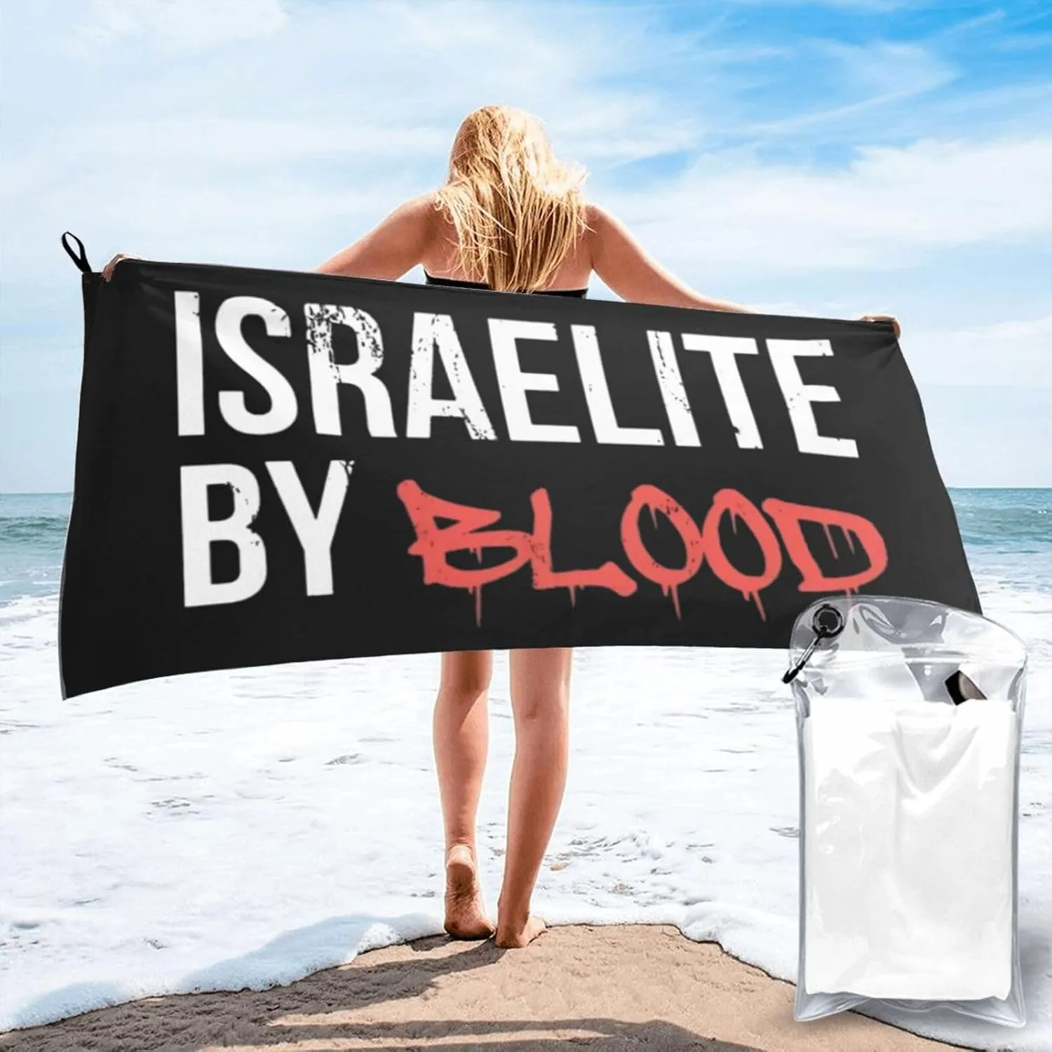 Hebrew Israelite Runs Through My Veins Beach Towel Quick Dry Sand Free Lightweight Large 27.5"x55" with Travel Bag - Vacation Essentials Bath Towel for Pool, Summer