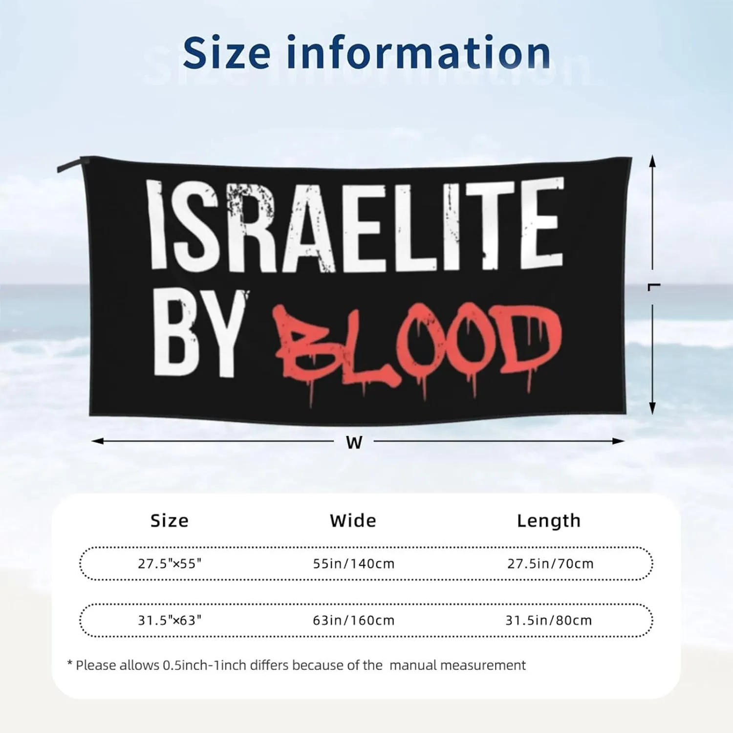 Hebrew Israelite Runs Through My Veins Beach Towel Quick Dry Sand Free Lightweight Large 27.5"x55" with Travel Bag - Vacation Essentials Bath Towel for Pool, Summer