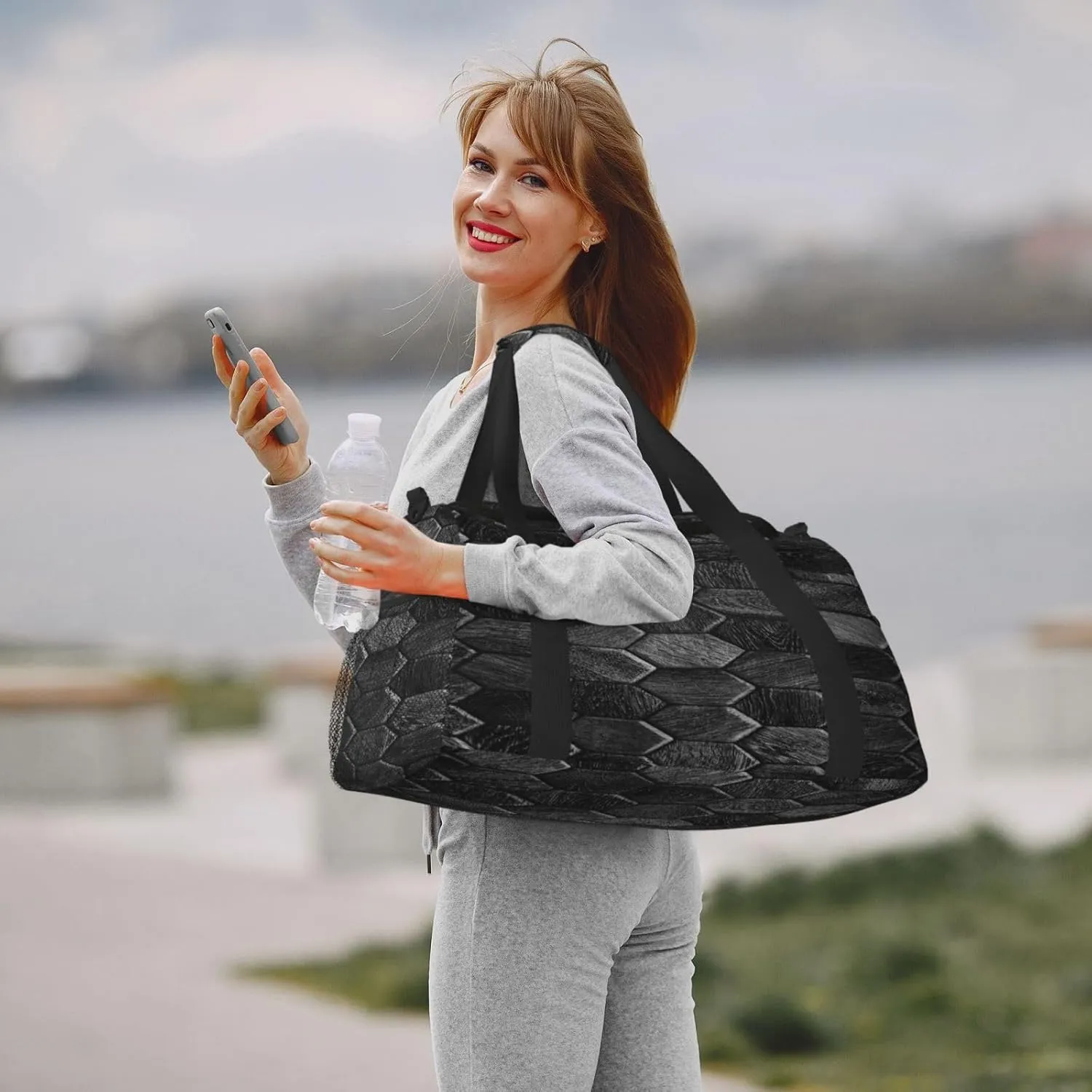Hexagonal Rectangle Travel Duffel Bag Large Foldable Waterproof Overnight Bag For Beach Swim Bags Pool Sports Gym