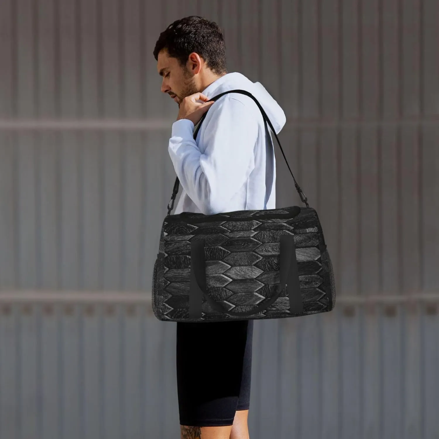Hexagonal Rectangle Travel Duffel Bag Large Foldable Waterproof Overnight Bag For Beach Swim Bags Pool Sports Gym