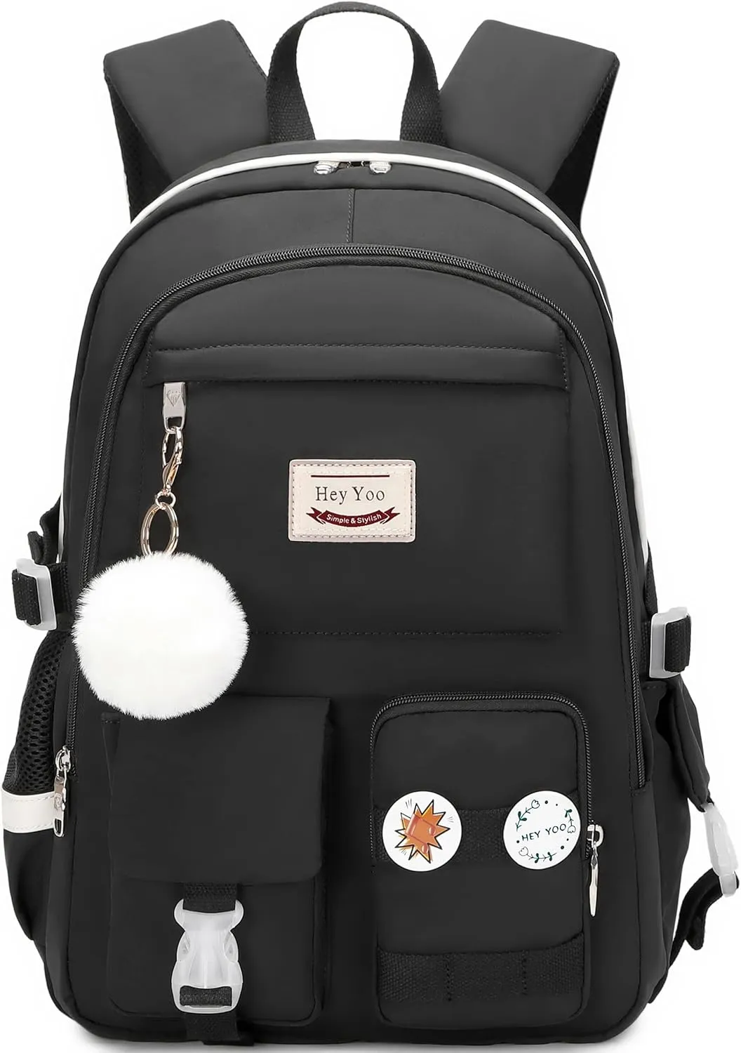 Hey Yoo School Backpack for Girls Backpack with Lunch Box Teen Girl Backpack Set Cute School Bag Bookbag for Teen Girls (Black)