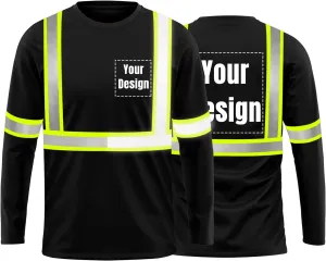 High Visibility Reflective Safety Shirts Customize Logo With Reflective Strips Hi Vis Long Sleeve Protective Workwear