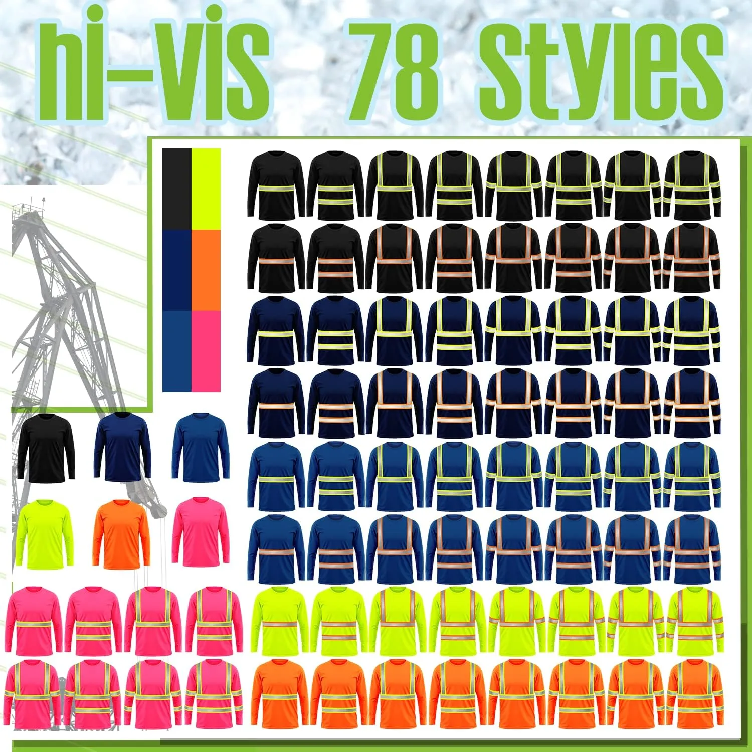 High Visibility Reflective Safety Shirts Customize Logo With Reflective Strips Hi Vis Long Sleeve Protective Workwear