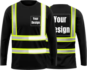 High Visibility Reflective Safety Shirts Customize Logo With Reflective Strips Hi Vis Long Sleeve Protective Workwear