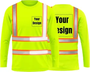 High Visibility Reflective Safety Shirts Customize Logo With Reflective Strips Hi Vis Long Sleeve Protective Workwear