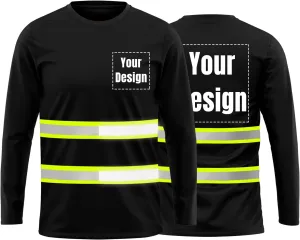 High Visibility Reflective Safety Shirts Customize Logo With Reflective Strips Hi Vis Long Sleeve Protective Workwear
